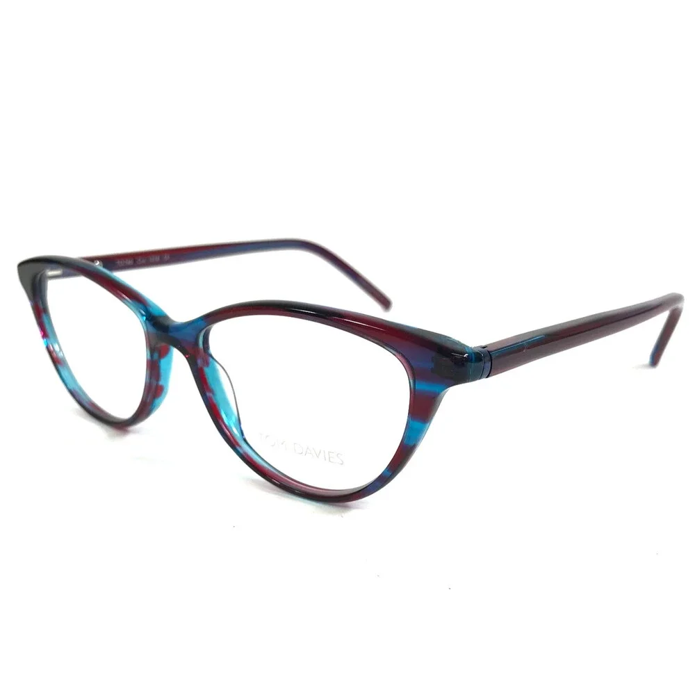 Tom Davies Eyeglasses Frames TD760 Col. 1018 Blue Purple Red Horn 50-15-140